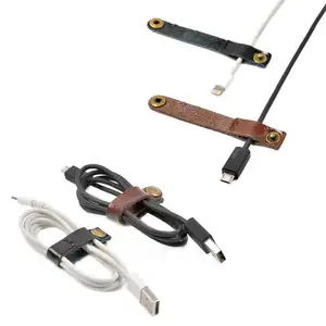 Winder kabel USB KeeperHandmade Earphone kulit tali Organizer kabel tali Earbuds bungkus kabel manajer kabel