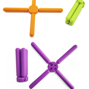 Kitchen Foldable Cross Silicone Trivets, Expandable Holder Collapsible and Non-Slip for Cooking <b>Pots</b> and Pans <b>Table</b> Mat - Product Image 5