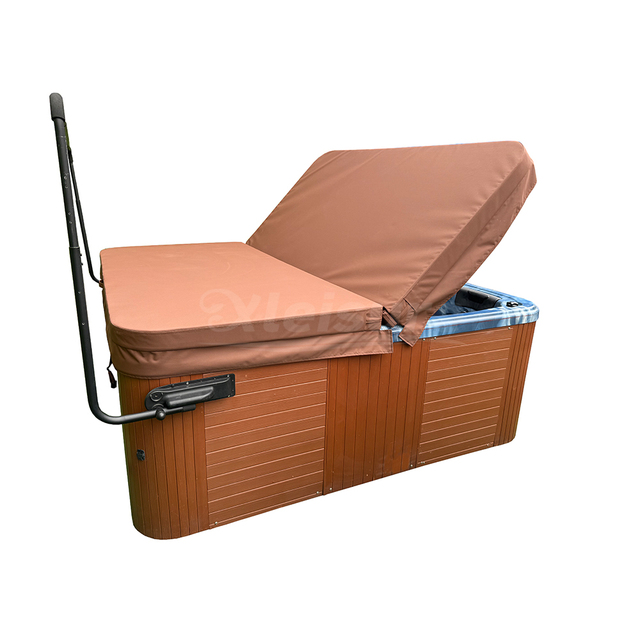 Custom-Built Reddish Brown Square Thermal Cover Insulation Lid High Quality Modern Design Spa Hot Tub for Outdoor Application