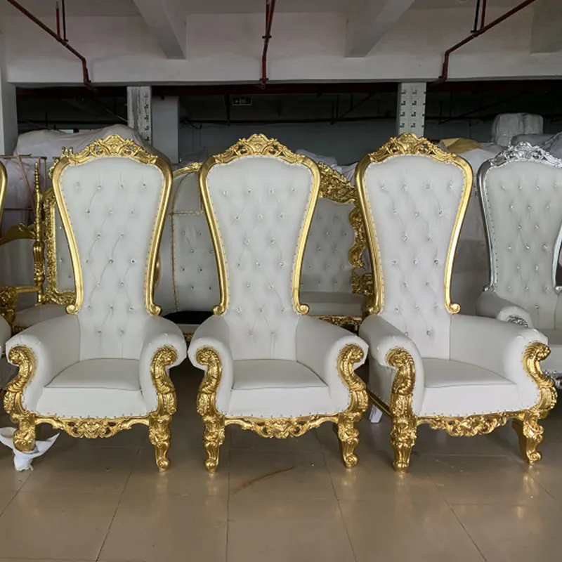 رخيصة عالية الخلفي الملكي الأميرة الفاخرة الزفاف عالية الخلفي الذهبي كرسي عرش الملك