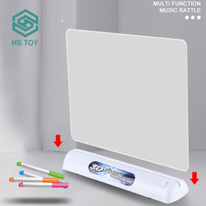 HS Mainan Anak-anak Hadiah Diy Mainan Sketsa Tablet Pendidikan Mini 3D Papan Gambar Ajaib dengan Baterai - Product Image 4
