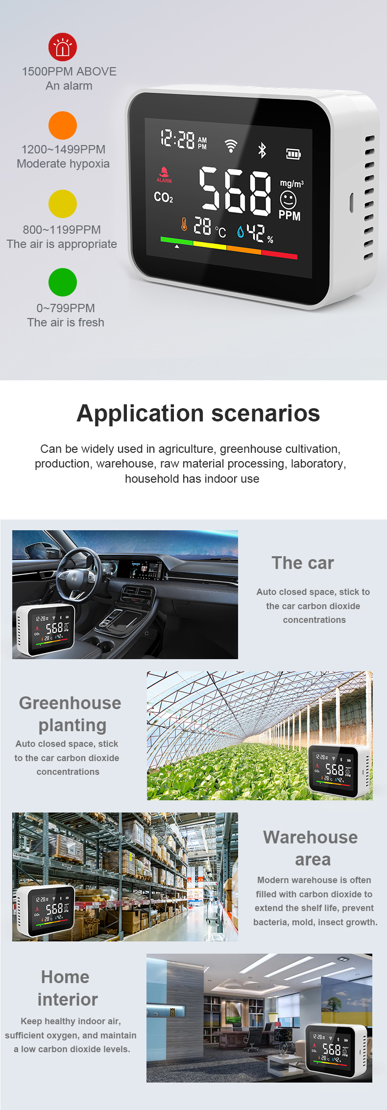High accuracy desktop mini model high quality CO2 monitor Indoor area Air monitor for taking care healthy CO2 Meter NDIR Sensor