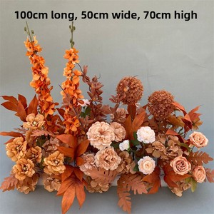 Caramel autunno matrimonio grande composizione floreale di seta artificiale decorazione di fiori per il corridoio di caffè sfondo di nozze - Product Image 2