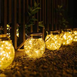 Solar Garden <b>Lights</b> Glass Jar 50 <b>Led</b> <b>Light</b> <b>Sensor</b> Hanging Outdoor Decor Waterproof Landscape Lighting - Product Image 1