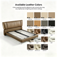 Lit rembourré en cuir véritable de luxe, style minimaliste moderne, taille King Queen, pour chambre à coucher, V468