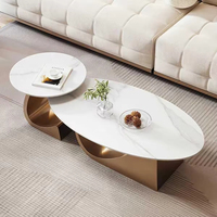 Ensemble de tables basses modernes en pierre de designer, table basse moderne dorée de haute qualité, ensemble de tables basses de luxe pour salon