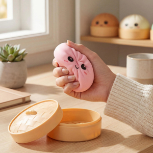 Juguete Antiestrés Personalizado con Forma de Dumpling, Bolas de Masa Coloridas con Cara Sonriente, Juguetes de Simulación para Adultos - Product Image 2