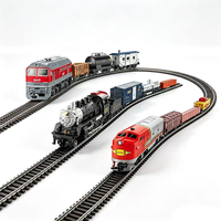 Kit Model Kereta Api Diecast Skala HO Lokomotif Uap Klasik dengan Rel dan Gerbong Logam