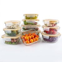 Ensemble de contenants de préparation de repas en verre hermétiques réutilisables, boîte à lunch en verre de qualité alimentaire pour fruits, bento, micro-ondes, pour l'école