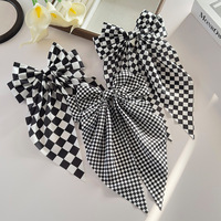 Barrettes à cheveux à nœud à carreaux noir et blanc, pinces à ressort simples, barrettes douces pour chignon et queue de cheval, accessoires capillaires pour filles, vente en gros