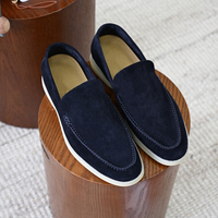 Herren Italienischer Stil Echtleder Wildleder Slipper Leichte Flache Casual Geh- und Anzugschuhe
