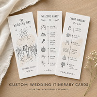 Cartes de chronologie personnalisées pour mariage, cartes en papier esquisse dessinées à la main pour affichage du programme des événements du jour du mariage
