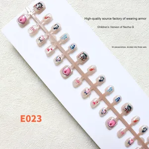 30pcs Hot Selling 3D Nezha Cartoon <strong>Nail</strong> <strong>Stickers</strong> Cute Kids' Wearable Healthy Salon Supplies Fake <strong>Nails</strong> Direct Factory Wholesale