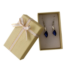 Fashionable Ring Ear Studs Bow Jewelry <b>Box</b> Recycled Material Grain Pendant Pair Matt Lamination Sponge Lining for Gift <b>Packing</b> - Product Image 4