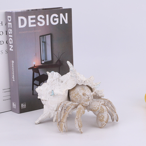 Uedeco优雅的沿海风格艺术装饰树脂海洋生物雕像为家庭航海展示设置鲸鱼和寄居蟹形状 - Product Image 3