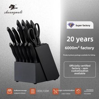 Ensemble de 17 couteaux de cuisine en acier inoxydable 30Cr13 avec revêtement antiadhésif, manche en PP TPR, pour la cuisine à domicile, cadeau, outils de cuisine pour la famille