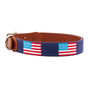 Collar de Perro de Cuero Genuino de Vaca con Logotipo Personalizado de Fábrica, Diseño de Bandera Americana, con Hebilla de Metal, de Lujo y Alta Gama - Product Image 5