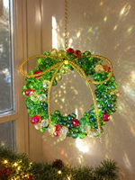 Guirlande de Noël scintillante perlée 2026, attrape-soleil fait main, ornement de fenêtre, décoration de table de Noël, cadeau pour maman et elle