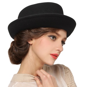 <span class=keywords><strong>New</strong></span> 100% Len Cảm Thấy Trilby Thịt Lợn Pie <span class=keywords><strong>Hat</strong></span> Phụ Nữ Người Đàn Ông Cổ Điển Rắn Màu Cong Brim Len Fedora Cap - Product Image 2