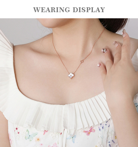 ALICE S925 שרשרת כסף סטרלינג שרשרת זירקון שרשרת קלאסית עם ארבעה עלים תלתן ליידי - Product Image 2