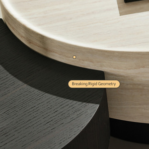 Modern Minimalist Wooden Panel Coffee <strong>Table</strong> Set Large Small Circle <strong>Nesting</strong> Living Room High-end Latest Designer Center <strong>Table</strong> - Product Image 5