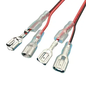 Fio terminal pressionado frio com mola, 6.3 4.8mm plugue fio terminal 187 padrão eua ul1007 22awg conector com cabos de manga de isolamento