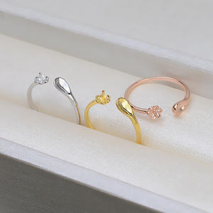 S925 Silver Adjustable <b>Opening</b> Female Finger <b>Ring</b> DIY Pearl Jewelry with Claw Inlay Empty Holder Accessories - Product Image 3