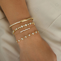 Bracelet Gemnel en argent 925, amour intemporel, double cœur, diamant de laboratoire, chaîne en or, pour cadeaux d'anniversaire et de fête