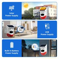 Alarma Infrarroja PIR Solar para Exteriores con WiFi Tuya, Sirena Inalámbrica, Sistema de Seguridad para el Hogar, Resistente al Agua, Control Remoto por Aplicación, Portátil, ABS