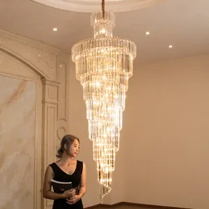 Lustre residencial, lâmpada longa, hotel, lobby, lâmpada de ouro, moderno, lustre k9, lustre de cristal, lustre de luxo