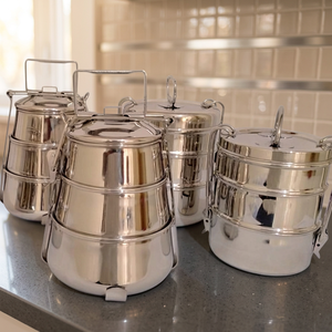 Dual Tier Grey Stainless Steel Tiffin <b>Box</b> with Keep Warm Leak Proof & Portable Features 1-3L Capacity Dheer International Brand - Product Image 2