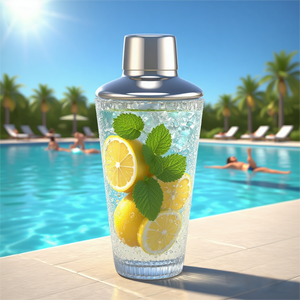 Ensemble promotionnel d'accessoires de bar : Mug de voyage en verre 700 ml, <span class=keywords><strong>shaker</strong></span> à cocktail japonais <span class=keywords><strong>parisien</strong></span> transparent 560 ml - Product Image 4