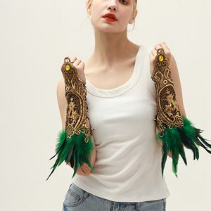 Sarung Tangan Pertunjukan Sarung Tangan Bulu Renda Cosplay Pesta Liburan Aksesori Kostum Tari Rave - Product Image 2