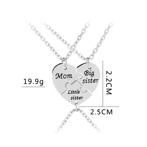 ZRM Fashion Mom Big <strong>Sister</strong> Little <strong>Sister</strong> Zinc Alloy Heart Shape Punk Style Link Chain <strong>Necklaces</strong> <strong>for</strong> <strong>3</strong> Splicing Mother <strong>Necklace</strong> - Product Image 6