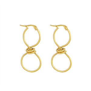 Orecchini a Forma di 8 in Acciaio Inossidabile Placcato Oro 18K per Donna, Vendita Calda - Product Image 1