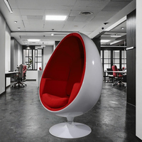 Chaise pivotante classique en fibre de verre ovale Ball Chair Velvet Egg Pod Chair White Ball Hanging Aviator One Armchair