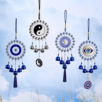 Oeil de démon turc pendentif bleu mauvais œil tenture murale pendentif décor métal vent carillon pour la maison jardin cadeau décoration