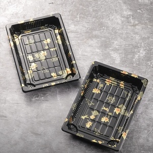 Rectangle noir PET récipient de stockage des aliments boîte de plateau de Sushi à emporter pour chocolat bonbons gâteau Cookie Sandwich blister traité - Product Image 1