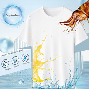 Custom Hydrophobic Mens' Nano Waterproof Stain Proof 100% Cotton Knitted <b>T</b>-<b>Shirt</b> Quick Dry Breathable Short Sleeve - Product Image 4
