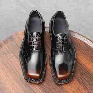 Zapatos de cuero cuadrados con cordones estilo Old Money para oficina y carrera, mocasines británicos de ante de becerro, transpirables y ligeros para verano. - Product Image 5