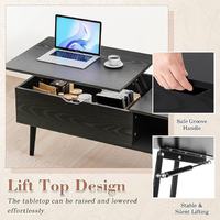 Table basse moderne en bois avec plateau relevable, compartiment caché, grande étagère de rangement et plateau relevable – Montage facile pour salon