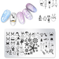 MOBRAY Nouvelle conception Plaque de stamping pour nail art, avec racloir et tampon, forme rectangulaire, pour manucure DIY et strass à ongles