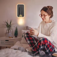 Lampe murale LED USB moderne avec lumière à intensité variable, corps en aluminium noir/blanc pour chambre à coucher, bureau, salon et lecture au chevet d'hôtel