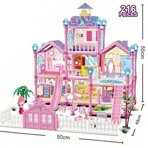 Kit de Casa de Muñecas Creativa, Modelo de Villa en Miniatura de Madera con Muebles, Iluminación y Accesorios, Regalo para Niños - Product Image 3