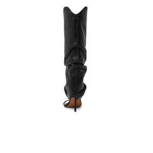 <span class=keywords><strong>Stivali</strong></span> da <span class=keywords><strong>donna</strong></span> western tinta unita slip-on alti fino <span class=keywords><strong>al</strong></span> <span class=keywords><strong>ginocchio</strong></span> con punta aperta, tomaia plissettata, tacco alto e taglio a V con fascia singola - Product Image 2
