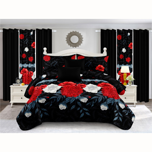 12 pezzi moderno <span class=keywords><strong>letto</strong></span> matrimoniale in un Set di borse <span class=keywords><strong>con</strong></span> tende floreale gonna <span class=keywords><strong>letto</strong></span> piatte federe tessuto poliestere resistente - Product Image 6