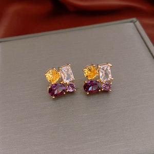 Boucles d'oreilles ovales en zircon à aiguille d'argent, style industriel européen et américain, chic, haut de gamme, simple et audacieux, pour <span class=keywords><strong>femme</strong></span>, vente en gros - Product Image 6