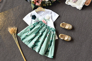 Produit phare : Ensemble de vêtements en coton pour enfants American Express Black Card, motifs fleurs séchées, pour la vente en gros - Product Image 2