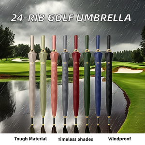 <span class=keywords><strong>Parapluie</strong></span> de golf moderne semi-<span class=keywords><strong>automatique</strong></span> personnalisé avec logo, coupe-vent, pour hommes et femmes, 24 baleines, poignée en cuir, couleur unie, <span class=keywords><strong>parapluie</strong></span> droit - Product Image 3
