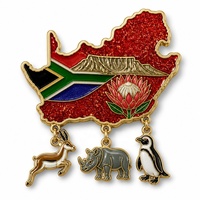 Pin de solapa de metal esmaltado con mapa de Sudáfrica, personalizado con epoxi brillante, tipo broche, para regalo, OEM, venta al por mayor, souvenir